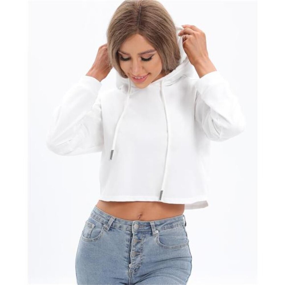 Women's Drawstring Cropped Hoodie Casual Hoodies for Women - Picture 4 of 7